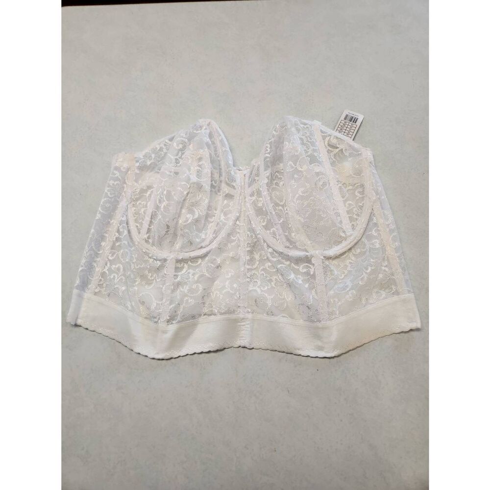 Goddess Size 50F White Lace Long Line Strapless Bra Bustier GD0689